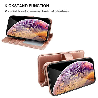 Bocasal Detachable Wallet Case Card Holder for iPhone Xs Max, Rose Gold - color: Rose Gold