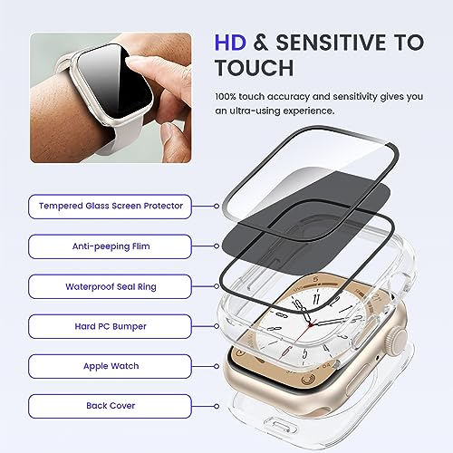 Goton Privacy Waterproof Case for Apple Watch 40mm Series 6/5/4/SE - color: Clear, size: 40mm