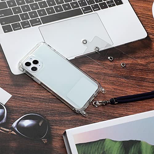 Marspark 8 Pcs Phone Lanyard Patch Plastic Universal Phone Tether Tab with Metal Ring Compatible Cellphone Pad