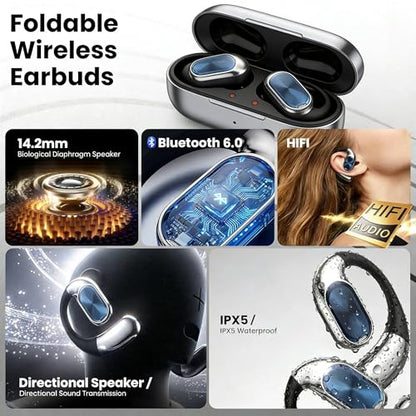 Open-Ear Headphones, Bluetooth 6.0 Wireless Earphones Black - color: Black