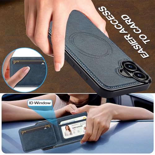 L3 2 in 1 Detachable Leather Wallet and Phone Cases Compatible with iPhone 17 Case with Card Holder RFID Blocking, Compatible with Magsafe Charging 6.3 Kickstand (Blue, IP 17) - color: Blue, size: 6.3 inches