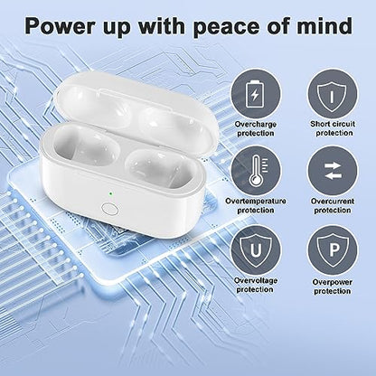 Wireless Charging Case Replacement Compatible with AirPod Pro 1st & 2nd Generation, Air Pod Pro 1 2 Charger Case with Bluetooth Pairing Sync Button - color: White Lighting-Port
