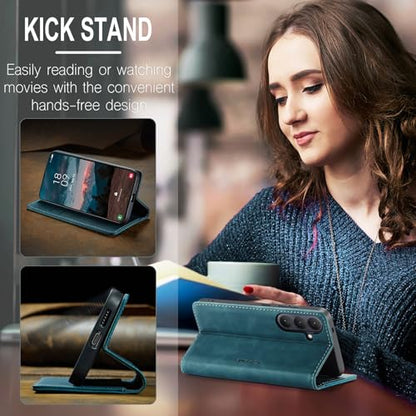 Compatible with Samsung Galaxy S26 Plus Case with Card Holder, Kickstand Protective Flip Folio Leather Wallet Case for Galaxy S26+ Plus 5G 6.7 inch (Blue) - color: Blue, size: S26 Plus 6.7 Inch