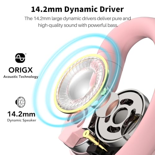 TOZO O2 Open Ear Wireless Earbuds,Multi-Angle Adjust 42H Bluetooth 5.3 - color: Pink