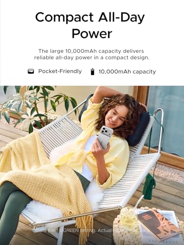 UGREEN Magflow Air 10000mAh Qi2 15W Wireless Power Bank Built-in Cable - color: White