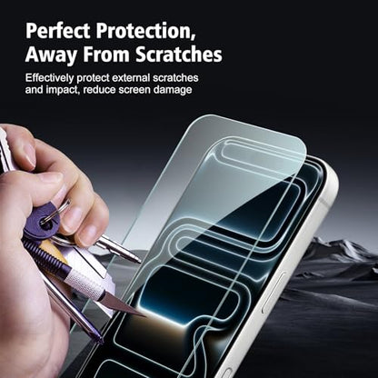 2+2 Pack compatible with iPhone 17 Pro Max Screen Protector Tempered Glass with Camera Lens Protector, Protection Film with Easy Installation Frame, 9H Hardness, Scratch Resistant, Case Friendly - size: iP17 Pro Max transparent