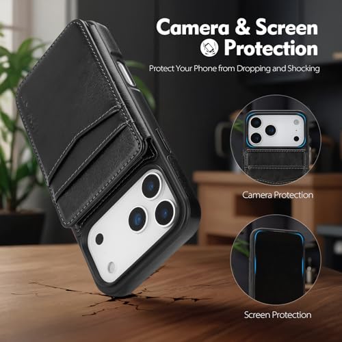 SkyEagle Compatible with MagSafe iPhone 17 Pro Max Case Wallet,Black | Magnetic Clasp,RFID Blocking,PU Leather,Flip Folio Shockproof Phone Cover,with Credit Card Slots & Kickstand for Men & Women - color: Black, size: iPhone 17 Pro Max - 6.9"