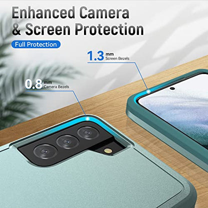 for Samsung Galaxy S21 Plus Case,with HD Screen Protector [Military Grade Drop Tested] Heavy-Duty Tough Rugged Shockproof Protective Case for Samsung S21 Plus, Green - color: Green