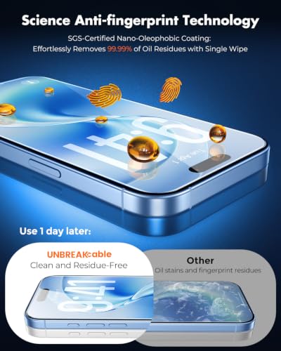 UNBREAKcable iPhone 17 Full-Coverage Screen Protector - 3 Pack | Quick-Install Box, Edge-to-Edge Coverage, 9H Hardness, Ultra HD Clarity, Daily Protection, Smooth Touch - size: iPhone 17