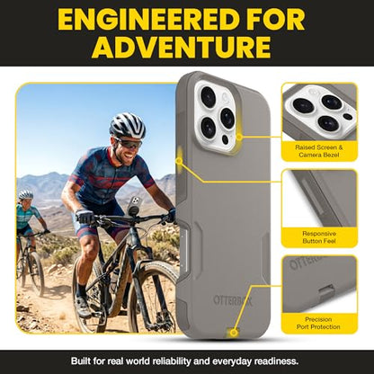 OtterBox iPhone 16 Pro Max – Commuter Series Slim MagSafe Case - Grey | 3X Military Drop Protection - Dual-Layer Design - Pocket-Friendly - Raised Edges - Port Covers - Non-Retail Packaging - color: Grey