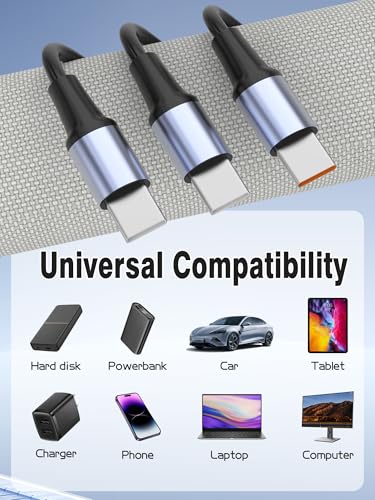 YACSEJAO 66W 90 Degree USB A to Multi USB C Spring Charging Cable, 6FT - style: USB A to 3 USB Type-C