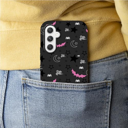 Gothic Skull Moon Stars Bat Phone Case for Samsung Galaxy S25, Dual Layer Shockproof Rugged Cover with Soft TPU + Hard PC, Anti-Scratch Slim Fit Wireless Charging Compatible - color: Gothic Skull Moon Stars Bat, size: 6.2" Galaxy S25