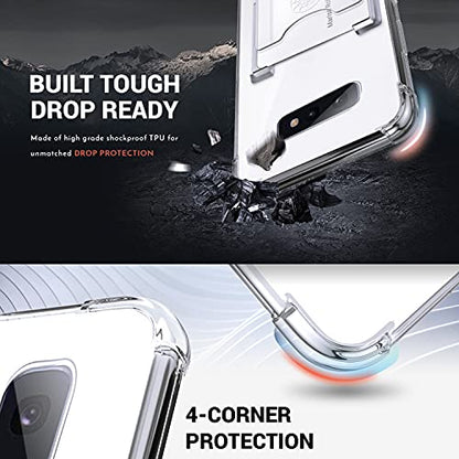 Shields Up for Samsung Galaxy S10E Case with Card Holder Stand, Clear - color: Clear, size: Galaxy S10E