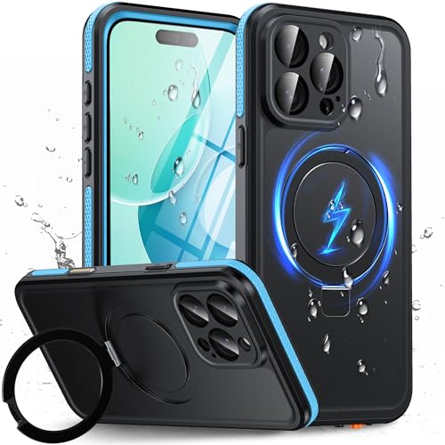 Oterkin Magnetic Stand for iPhone 15 Pro Case Waterproof IP68, Blue - color: Blue, size: iPhone 15 Pro 6.1''
