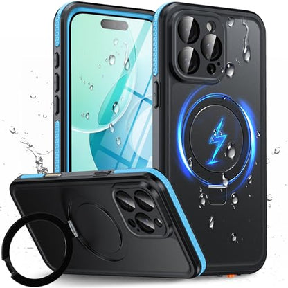Oterkin Magnetic Stand for iPhone 15 Pro Case Waterproof IP68, Blue - color: Blue, size: iPhone 15 Pro 6.1''