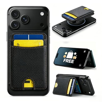 WJX MagSafe Magnetic Phone Wallet, RFID Slim 6 Card Holder with Cash Slot & Clear ID Window, Mini Gift‑Ready Wallet for Google/Samsung/iPhone 17/16/15/14/13/12 Series, Carbon Fiber - color: A-Carbon Fiber