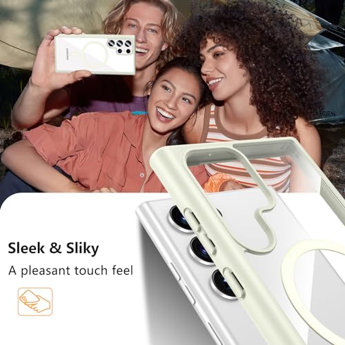 Hensinple for Samsung Galaxy S22 Ultra Case Magnetic, Galaxy S22 Ultra Phone Case [Compatible with Magsafe] Wireless Charging Translucent Back Shockproof Cover Case 6.8 Inch, White - color: White-S22 Ultra, size: Galaxy S22 Ultra 6.8 inch