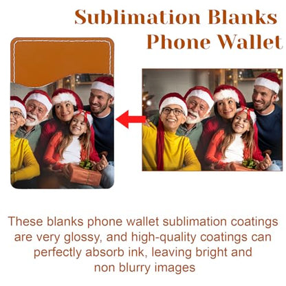 24 Pack Sublimation Blank Phone Wallet,White PU Leather Card Holder,Stick On Credit Card Holder for Most Cell Phones