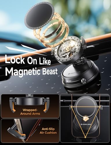MAGIC JOHN for Magsafe Car Mount, Magnetic Phone Holder for Car - color: Black