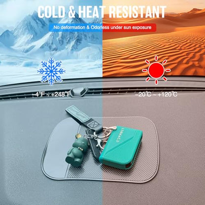 Car Dashboard Sticky Pad (2 Pack), Larger Size Reusable and Washable Anti-Slip Cell Pads with Strong Adhesive, Can Hold Cell Phones, Sunglasses, Coins ect. (7.5" x 5.5")