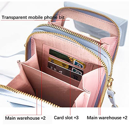 Anti-Theft Leather Bag,Small Crossbody Cell Phone Purse Wallet for Women,RFID Block Phone Purse Crossbody with Shoulder Strap - color: Green