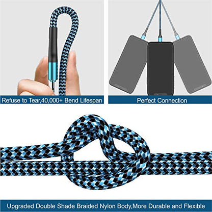 Durcord iPhone Charger 6FT/6/3/1.5, Lightning Cable Fast Charging Cable Nylon Braided Cord Compatible with iPhone 14/13/12/11 Pro Max/XS MAX/XR/XS/X/8/7/Plus/6S/6/SE/5S/iPad
