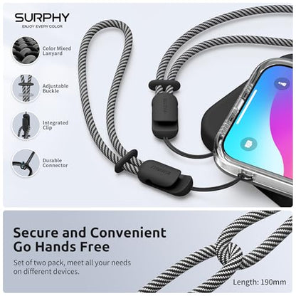 SURPHY 2 Pack Phone Lanyard, Phone Wrist Strap for Case, Camera Wrist Strap - color: Black & Black