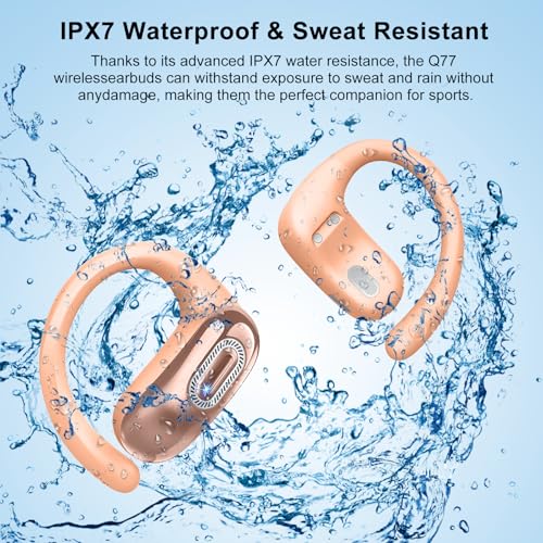 Open Ear Headphones, NEW Over Ear Earbuds with 4 ENC Noise-Canceling Mic - color: Orange