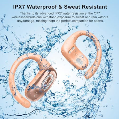 Open Ear Headphones, NEW Over Ear Earbuds with 4 ENC Noise-Canceling Mic - color: Orange
