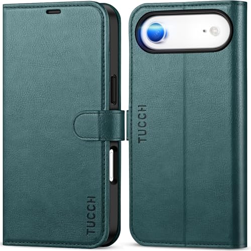 TUCCH Case Wallet for iPhone Air 6.5" 2025, RFID Blocking Folio, Teal Blue | 4 Card Holders, Kickstand, PU Leather, Magnetic Closure, Shockproof TPU Shell, Protective Flip Cover - color: Textured Teal Blue