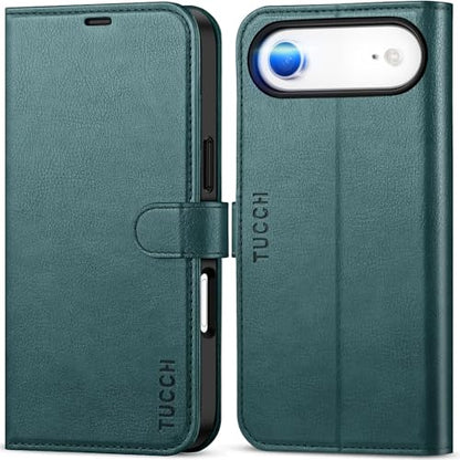 TUCCH Case Wallet for iPhone Air 6.5" 2025, RFID Blocking Folio, Teal Blue | 4 Card Holders, Kickstand, PU Leather, Magnetic Closure, Shockproof TPU Shell, Protective Flip Cover - color: Textured Teal Blue