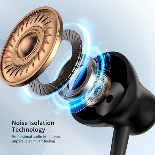 ACANDYA USB C Headphones with Mic in-Ear Wired Earbuds for Work Calls Black