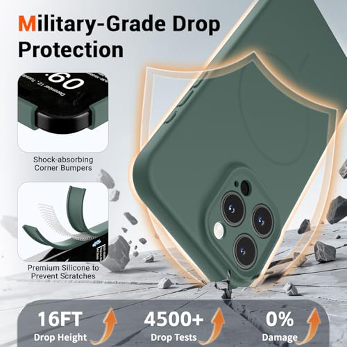 SUPFINE Silicone & Magnetic for iPhone 16 Pro Max Case - color: Acacia Green, size: iPhone 16 Pro Max
