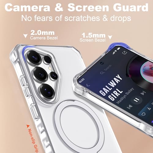 Compatible with Samsung Galaxy S26 Ultra Case 6.9'' Cute Wavy Frame with Magnetic Stand [Compatible with Mag-Safe] Military-Grade Translucent Phone Case for S26 Ultra, Translucent - color: Translucent, size: Samsung Galaxy S26 Ultra