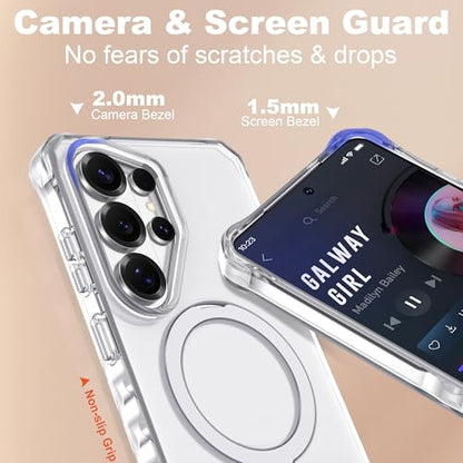 Compatible with Samsung Galaxy S26 Ultra Case 6.9'' Cute Wavy Frame with Magnetic Stand [Compatible with Mag-Safe] Military-Grade Translucent Phone Case for S26 Ultra, Translucent - color: Translucent, size: Samsung Galaxy S26 Ultra