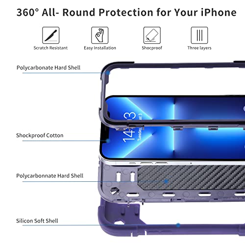MARKILL Compatible with iPhone 13 Pro Max Case 6.7 Inch with Ring Stand, Heavy-Duty Military Grade Shockproof Phone Kids Cover for iPhone 13 Pro Max - color: Deep Purple, size: iPhone 13 Pro Max 6.7"