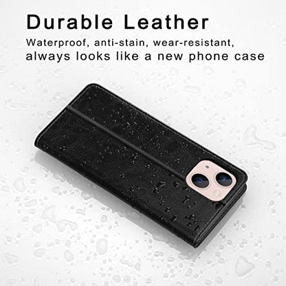 Belemay Case Compatible with iPhone 15 Wallet Case-Genuine Leather-RFID Blocking Card Holders-Shockproof TPU Shell-Kickstand-Durable Flip Cover-Book Folding Phone Case Women Men (6.1-inch) Black - color: Black, size: iPhone 15