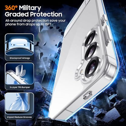 Designed for Samsung Galaxy S25 Case, Built in Hidden Kickstand Military Grade Drop Protection Never Yellowing Slim Thin Phone Case for Galaxy S25 Case 6.2"- Crystal Clear - color: Clear