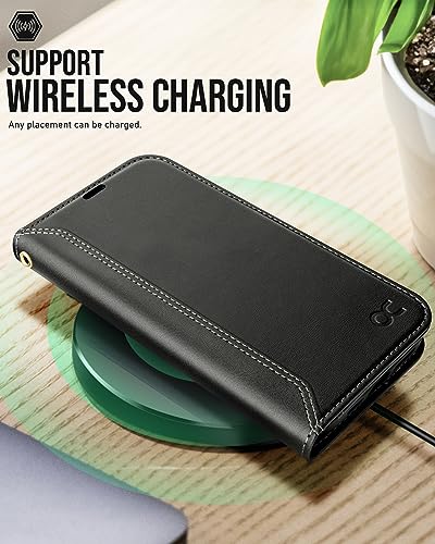 OCASE Compatible with iPhone 15 Wallet Case, PU Leather Flip Folio Case with Card Holders RFID Blocking Kickstand [Shockproof TPU Inner Shell] Phone Cover 6.1 Inch 2023, Retro Black - color: Retro Black