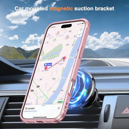 SKYLMW Compatible with iPhone 16 Pro Case with Stand,Rose Gold | iPhone 16 Pro Phone Case 6.3",Magnetic Ring Stand,Compatible with MagSafe,Military-Grade Protection,Great Grip Feeling - color: Rose Gold, size: Iphone 16 Pro