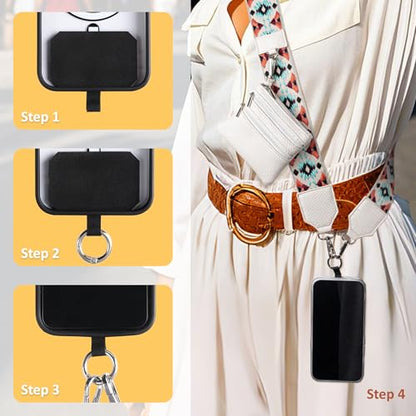 BARGIFTS Clip and Go Strap for Phone with Wallet Crossbody, Cell Phone Lanyard with Zippered Pouch, Adjustable Phone Strap Crossbody with Wallet - color: A-Blue&White