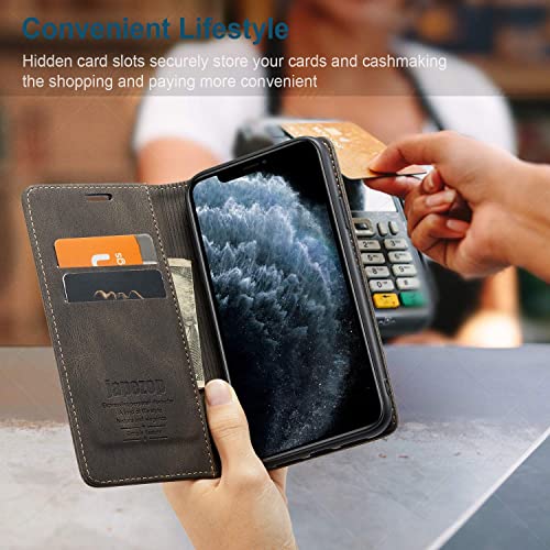 japezop iPhone 11 Pro Max Wallet Case with Card Holder[RFID Blocking],Leather Magnetic Flip Case for iPhone 11 Pro Max 6.5 inch(Coffee) - color: Coffee, size: iPhone 11 Pro Max 6.5 Inch