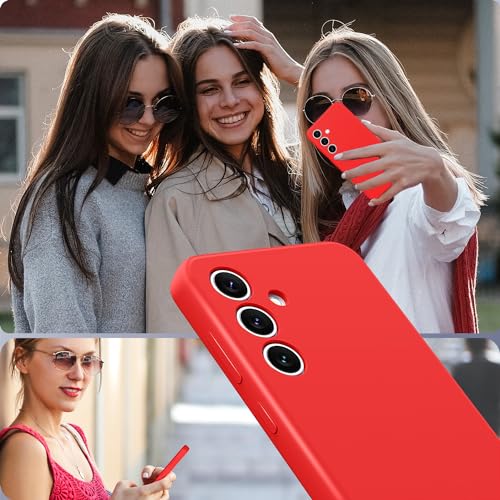 Slim case for Samsung Galaxy S24 5g, Liquid Silicone Cover for Galaxy S24 2024 SM-S921U / S921W Shockproof Protective Soft Rubber, Red - color: Red