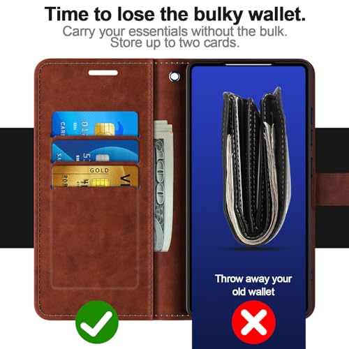 AICase for Samsung Galaxy S25 Ultra Wallet Case with [RFID Blocking] PU Leather Flip Folio Strong Magnetic Closure Protective Cover Credit Card Holder Kickstand Men Women for S25 Ultra 6.9" 2025_2 - color: Brown