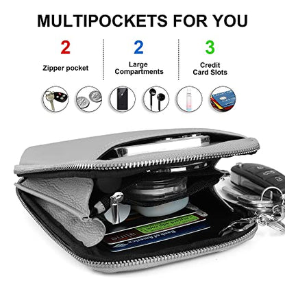 befen Genuine Leather Crossbody Cell Phone Purse for Women, Small Zip Around RFID Blocking Crossbody Wallet Bags - color: Light Gray