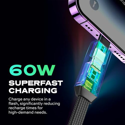 Statik HexCharge Keychain Charger Cable - Portable 4 in 1 Charging Cable Key Ring, 60W Fast Charging, Universal Multi Charging, Compatible with iPhone, USB C, and USB A - 2-Pack - size: 2 Pack