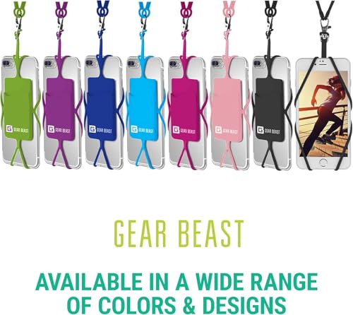 Gear Beast Cell Phone Lanyard - Universal Neck Phone Holder w/Card Pocket and Silicone Neck Strap - color: Clear