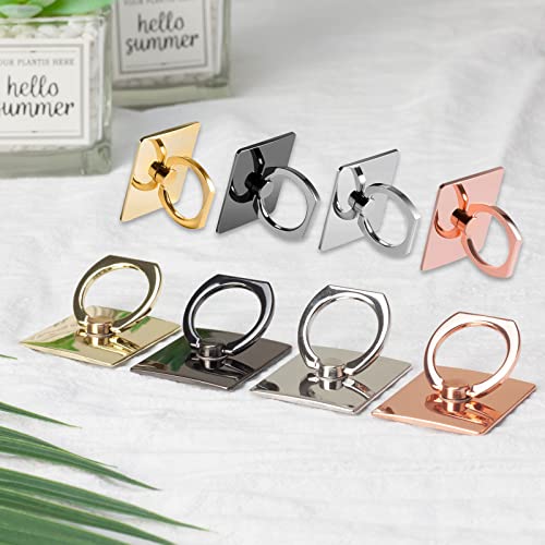 [2 Pack] Square Sparkling Cell Phone Ring Holder Stand,360 Degree Rotation and 180 DegreeAdjustable Finger Ring Kickstand with Polished Metal Phone Grip (Black)