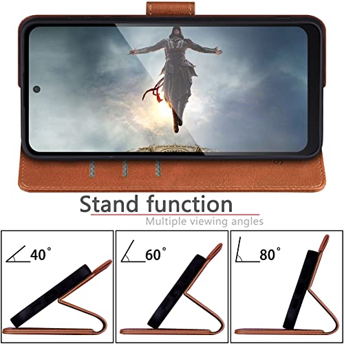 SUANPOT for Motorola（Moto G Power 2022） Wallet case 【RFID Blocking】 Credit Card Holder, Flip Folio Book PU Leather Phone case Shockproof Cover for Women Men Power2022 Light Brown - color: Light Brown