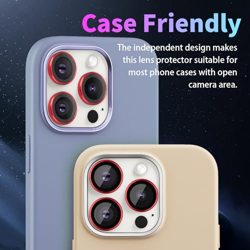 Camera Lens Protector for iPhone 15 Pro/15 Pro Max, Red - color: Red